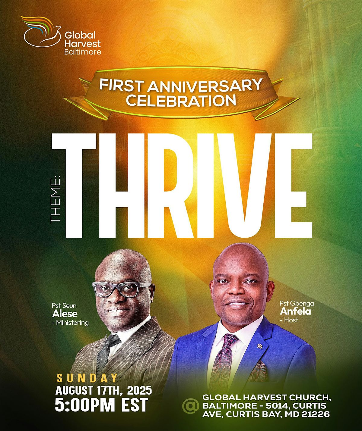 Global Harvest Baltimore \u2013 First Anniversary Celebration | Theme: THRIVE