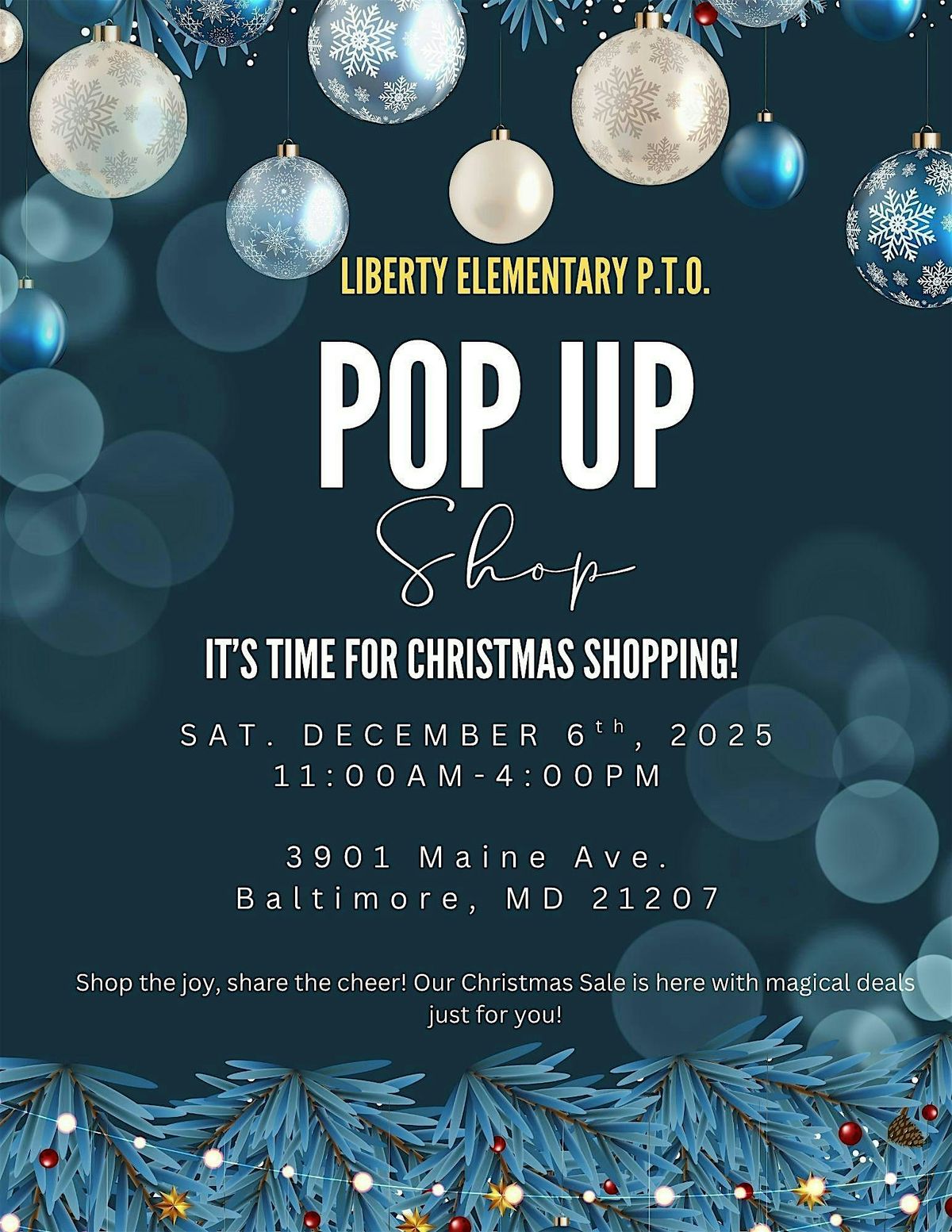 Liberty P.T.O. POP UP HOLIDAY SHOP