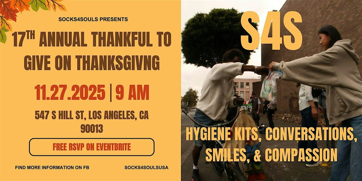 Socks4Souls 17th Annual Thankful to Give on Thanksgiving Day