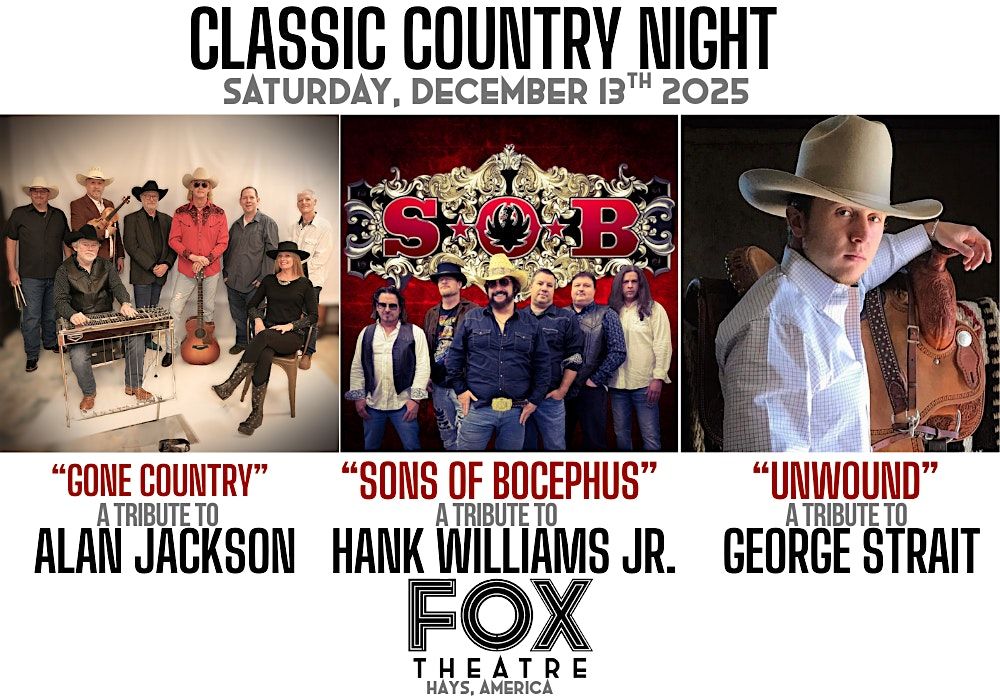 Classic Country Tribute Night: George, Hank, Alan & more! (All Ages)