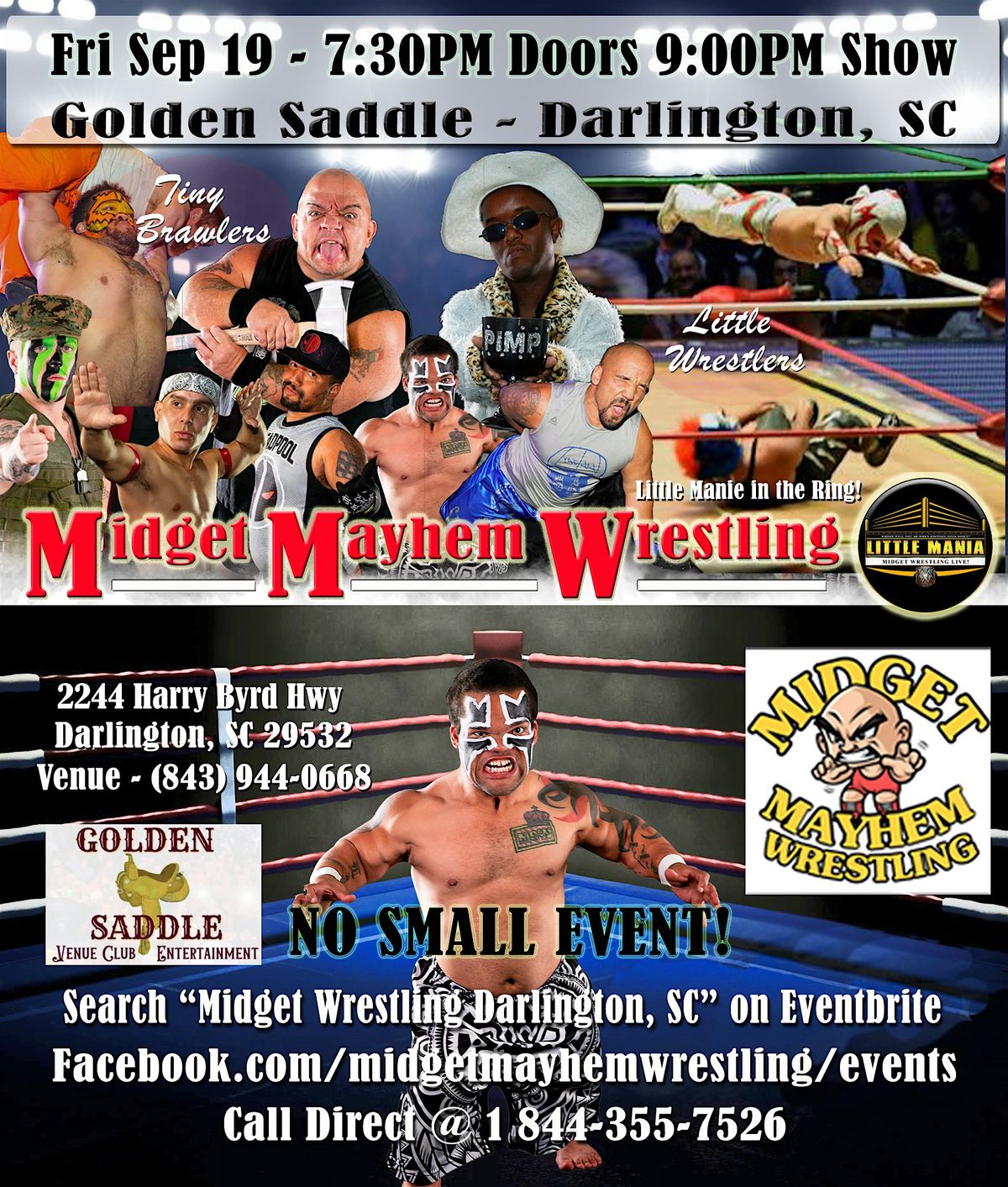 Midget Mayhem Wrestling Rips Through the Ring! Darlington SC 18+