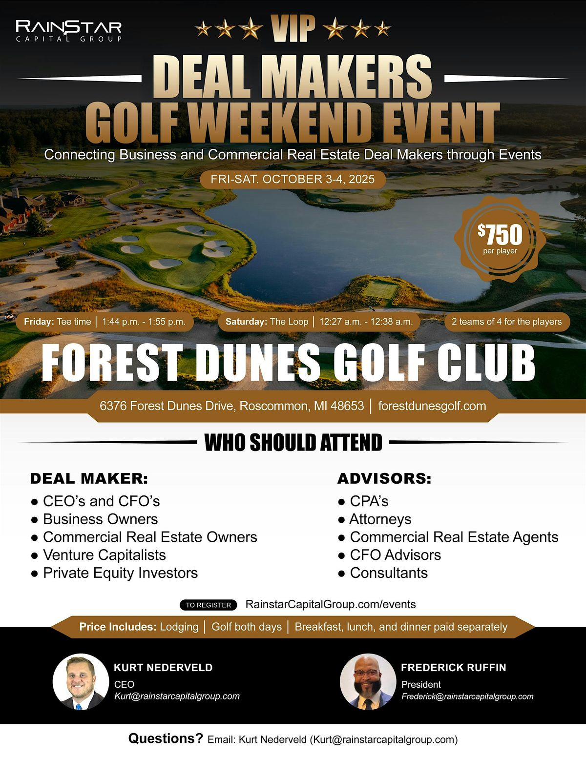 VIP Golf Weekend October 3-4 - Forest Dunes Golf Club