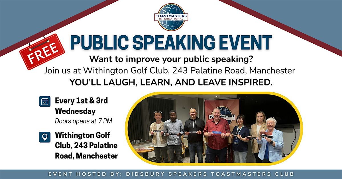 Toastmasters Meeting at Didsbury Speakers (improve your public speaking)