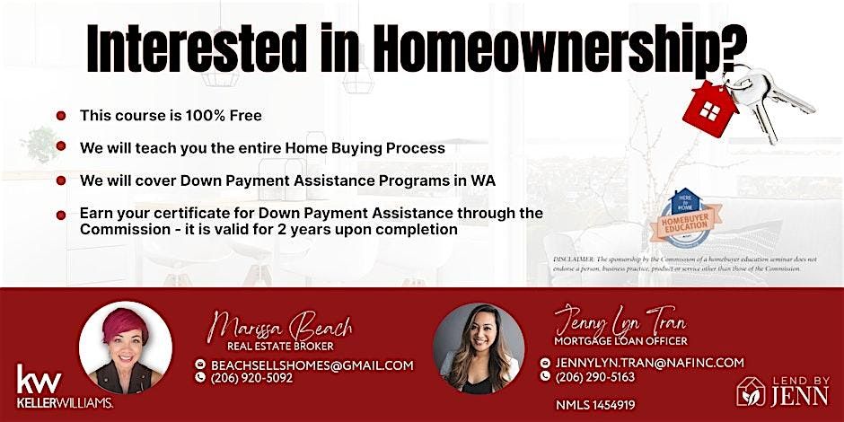 FREE First-Time Homebuyer Education Class: Down Payment Assistance in WA