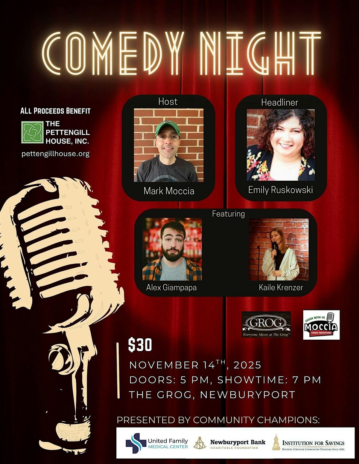 21+ Charity Comedy Night @ The Grog to benefit the Pettengill House!