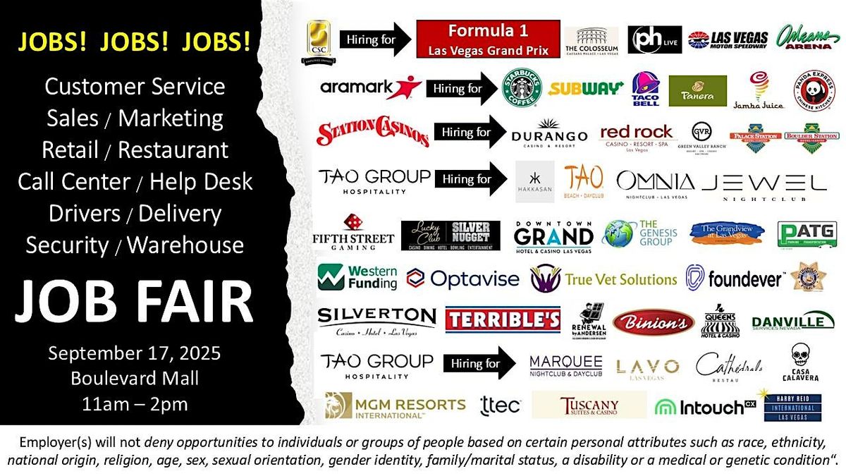 Customer Service - Sales - Retail Job Fair. Las Vegas' Best