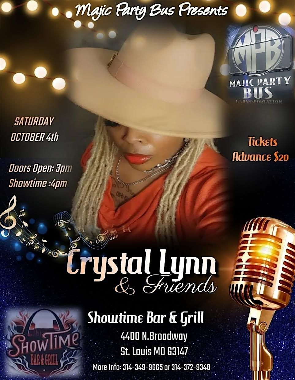 MAJIC PARTY BUS & TRANSPORTATION PRESENTS CRYSTAL LYNN & FRIENDS