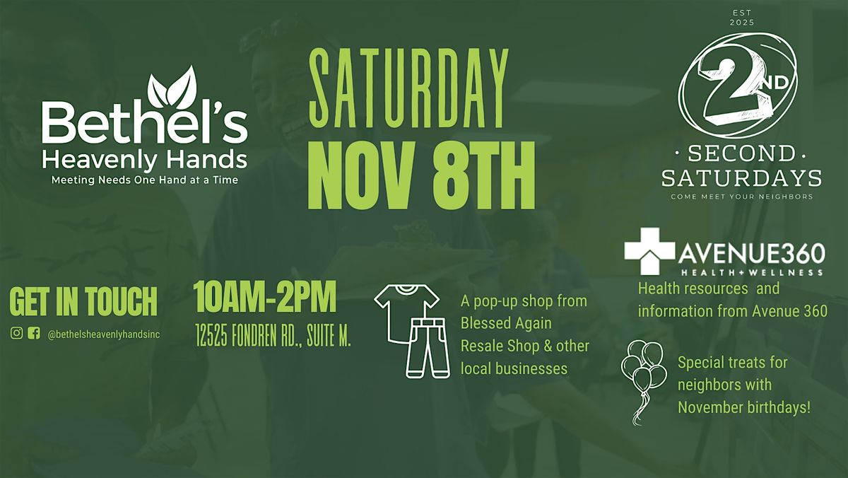 Bethel's Heavenly Hands 2nd Saturdays - November