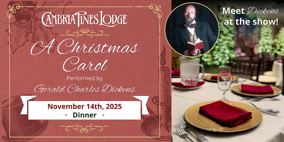Gerald Charles Dickens presents "A Christmas Carol" Dinner Show, Nov. 14th