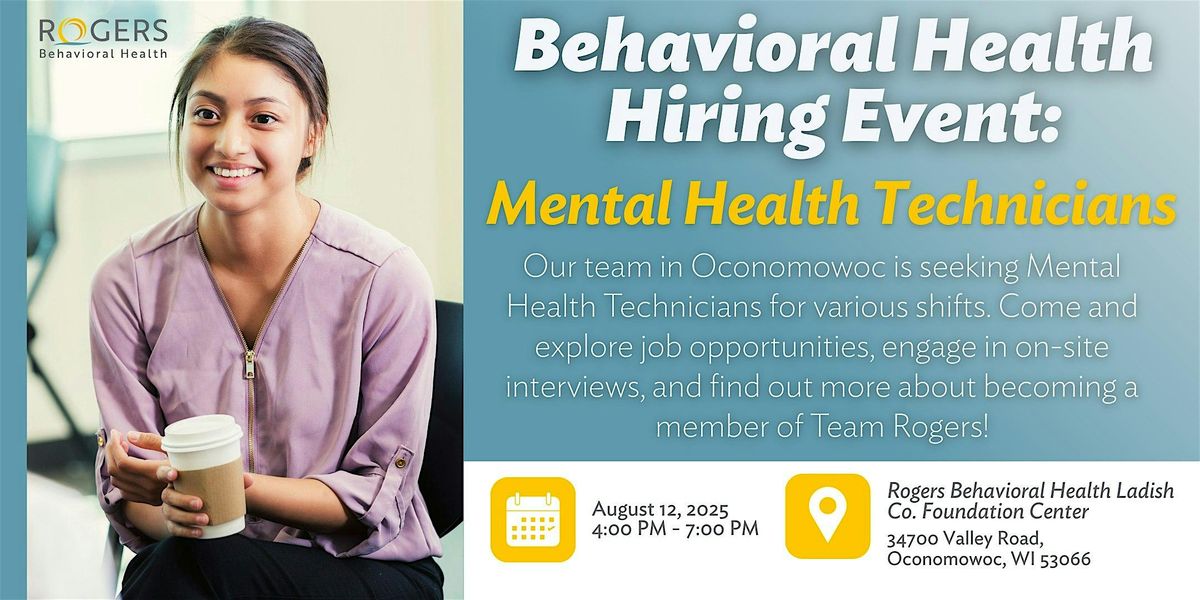 Rogers Behavioral Health Hiring Event: Mental Health Technicians