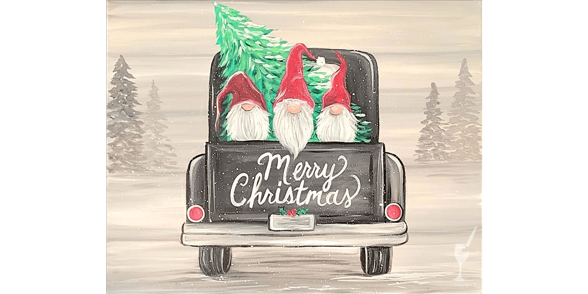 Hitching a Fun Ride With Winter Gnomes - Paint and Sip in Denver | Classpop!\u2122