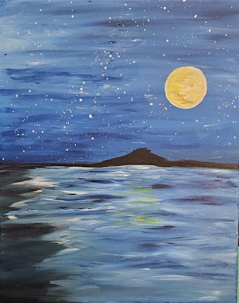 New Venue! Debut class "Full Moon in Paradise" paint and sip event