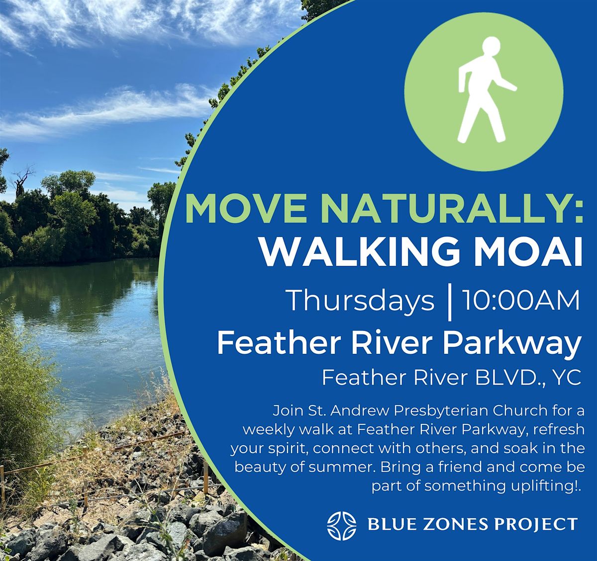 Feather River Park Walking Moai with Blue Zones Project Yuba Sutter