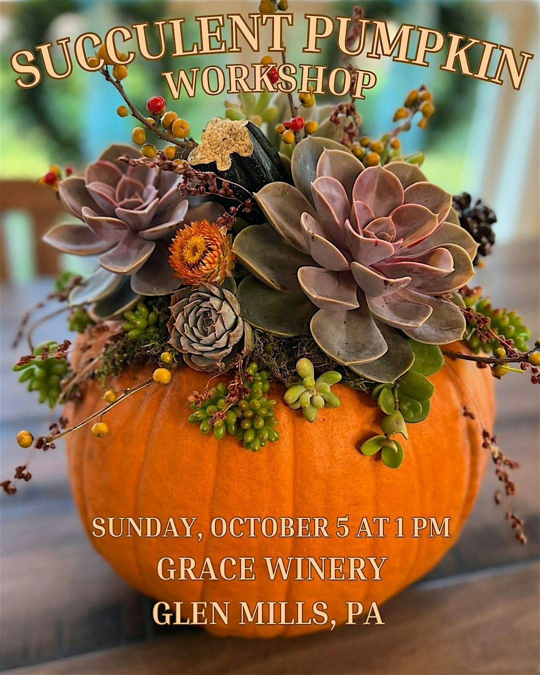 Succulent Pumpkin Workshop at Grace Winery - Glen Mills, PA