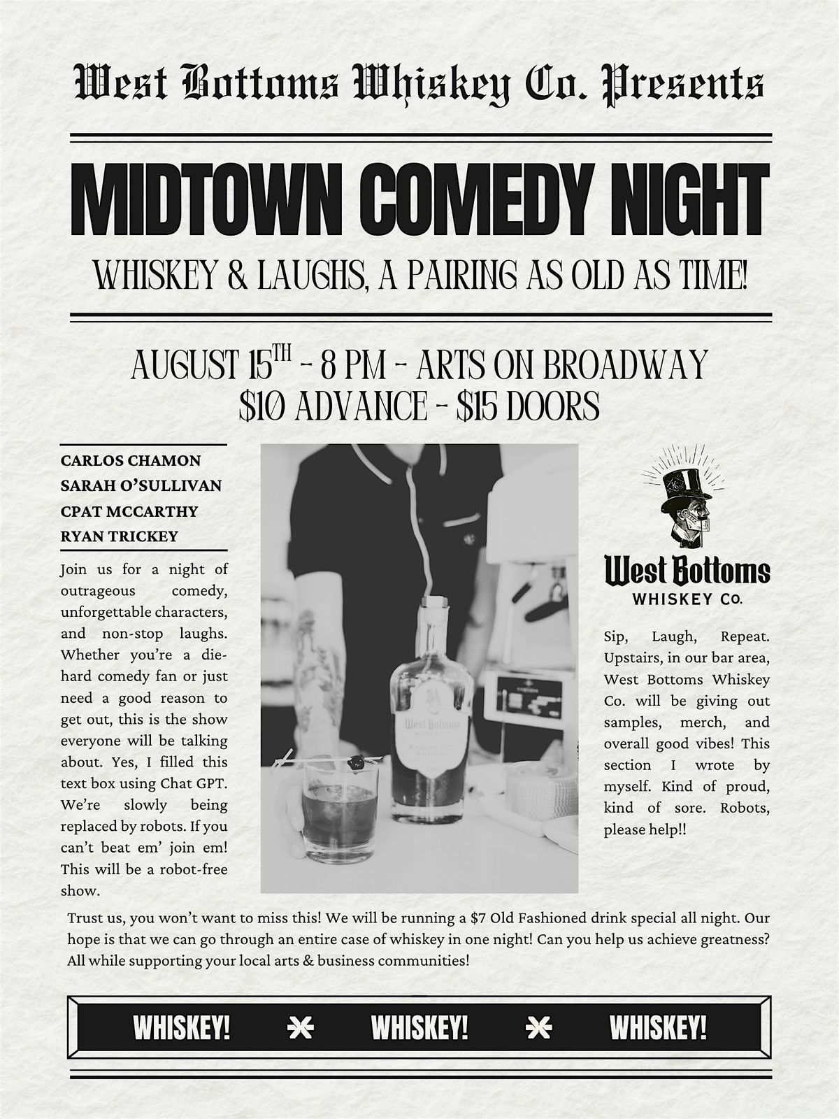 West Bottoms Whiskey Co. Presents: Midtown Comedy Night