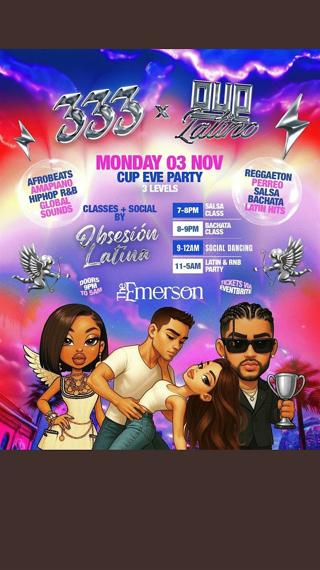 Cup Eve Salsa & Bachata classes & social at The Emerson