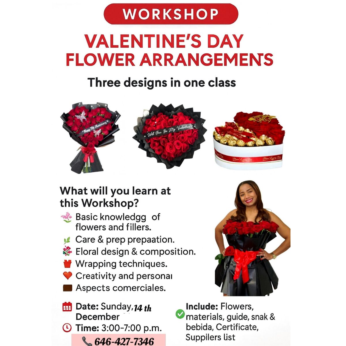 Valentines Day Flowers workshop