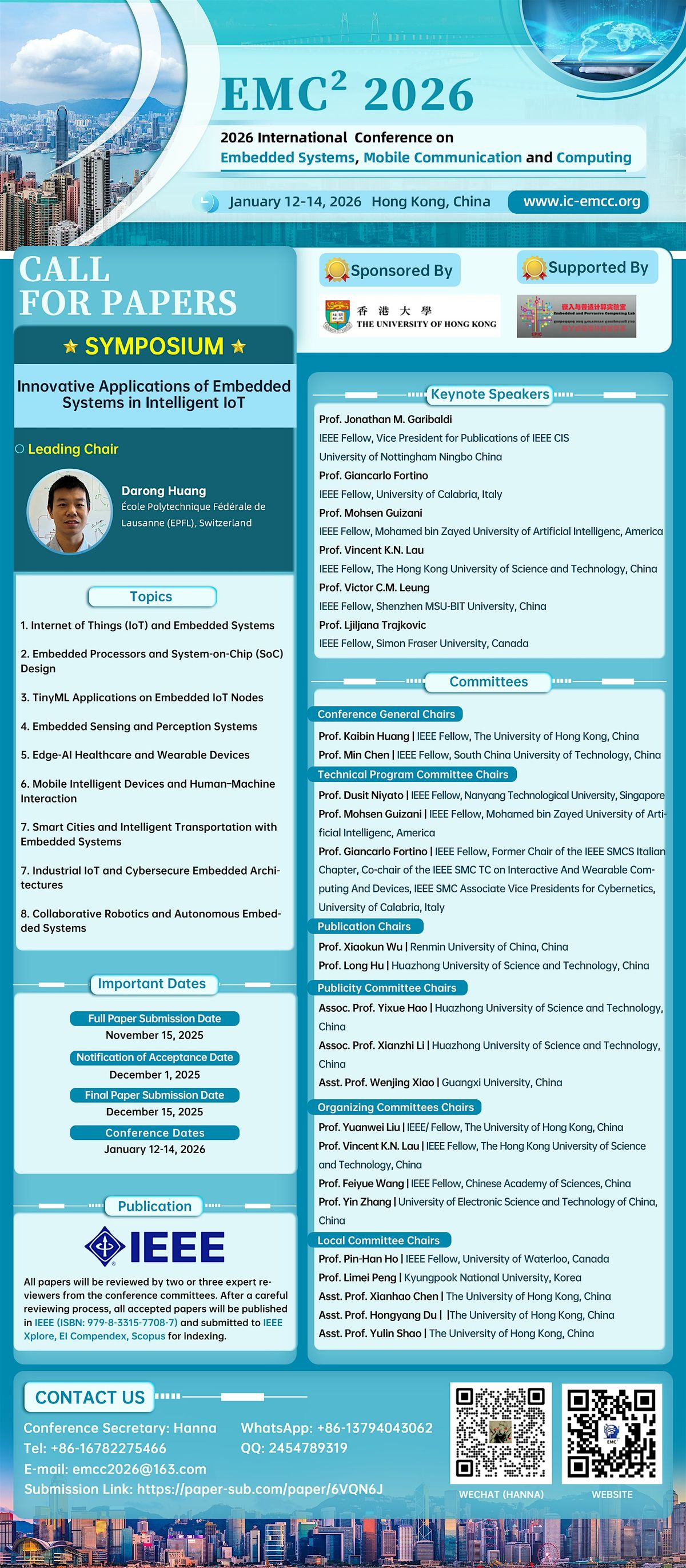2026 Int'l Conference  Embedded Systems, Mobile Communication and Computing