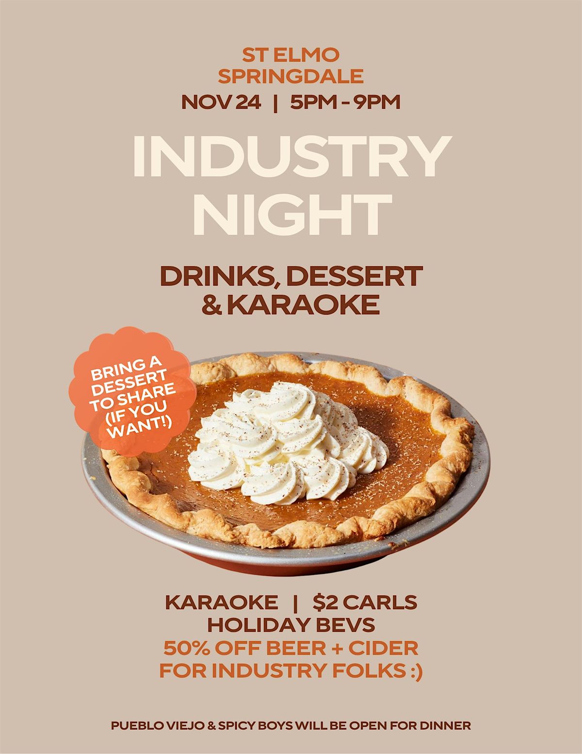 Industry Night - Dessert Potluck + Karaoke