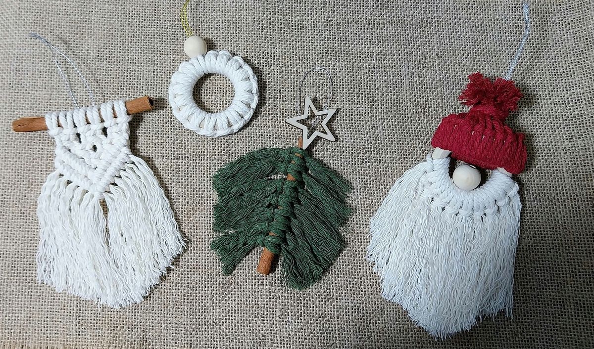 Macrame Christmas  hanging ornaments workshop