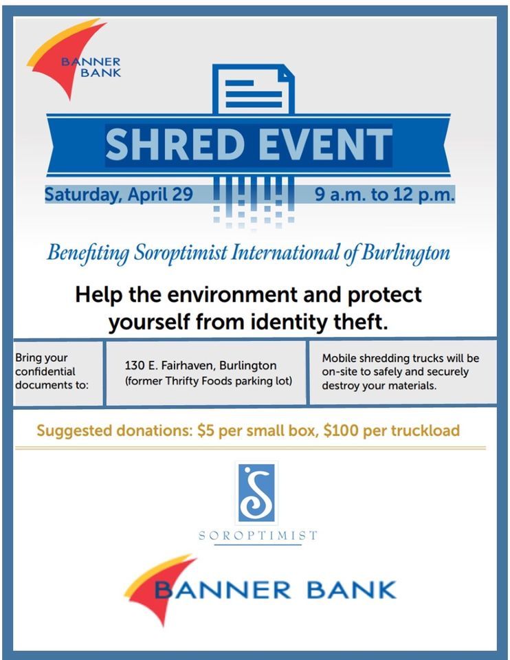 Soroptimist Shred Event 130 E Fairhaven Ave Burlington WA April 29