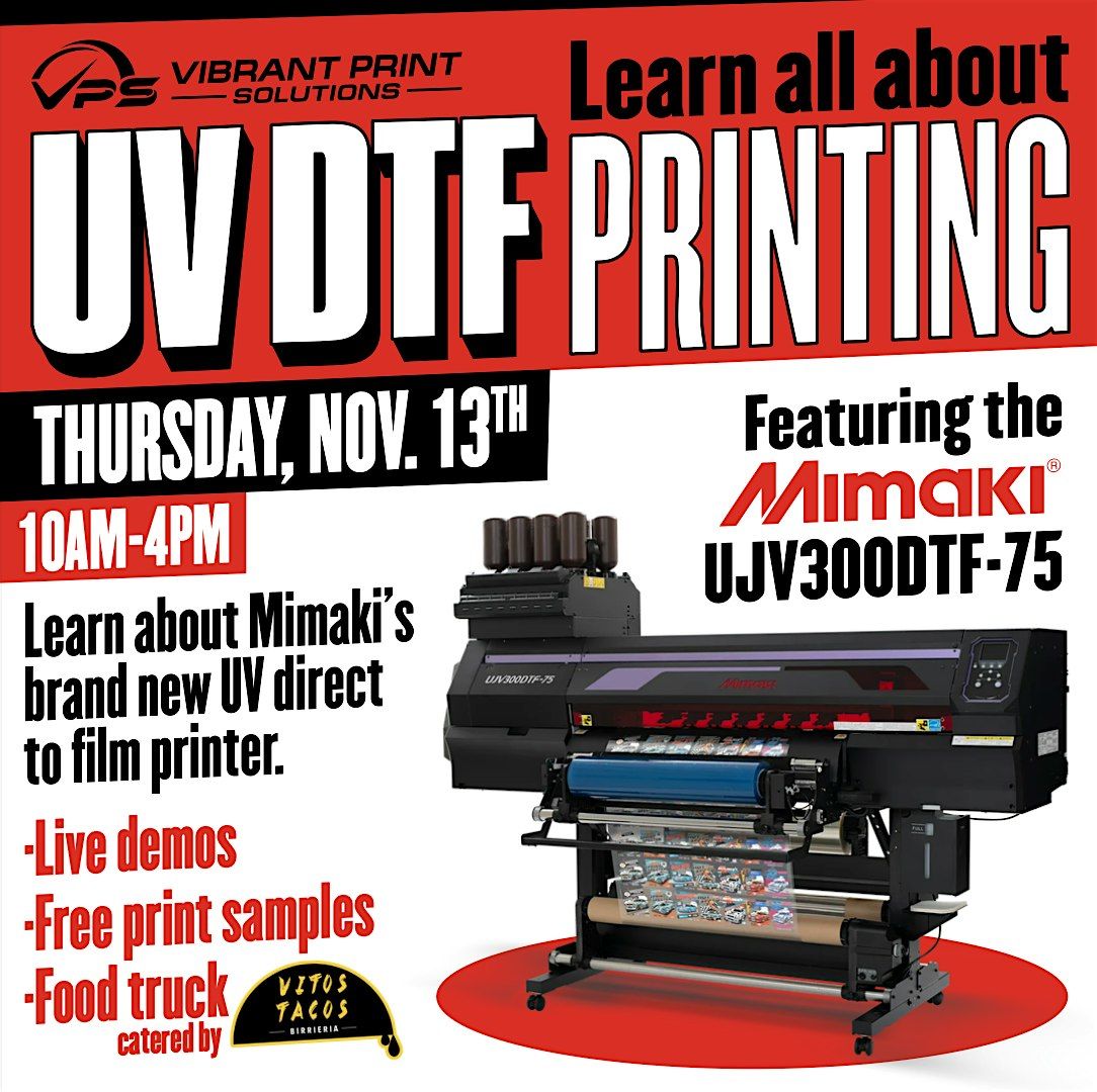 Learn All About UV DTF Printing featuring the Mimaki UJV300DTF-75 printer!