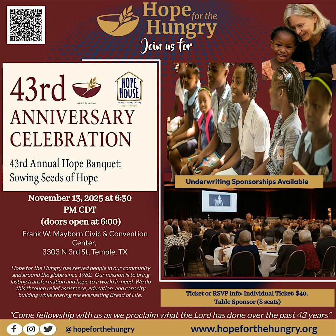 Mayborn Conference 43rd Annual Hope Banquet: Sowing Seeds of Hope at Frank W. Mayborn ...
