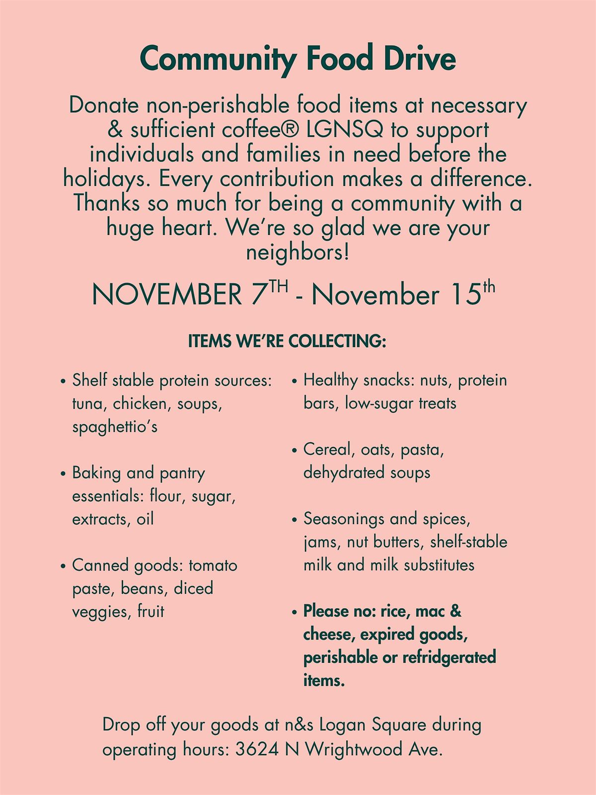 LGNSQ food drive 11\/7 - 11\/15