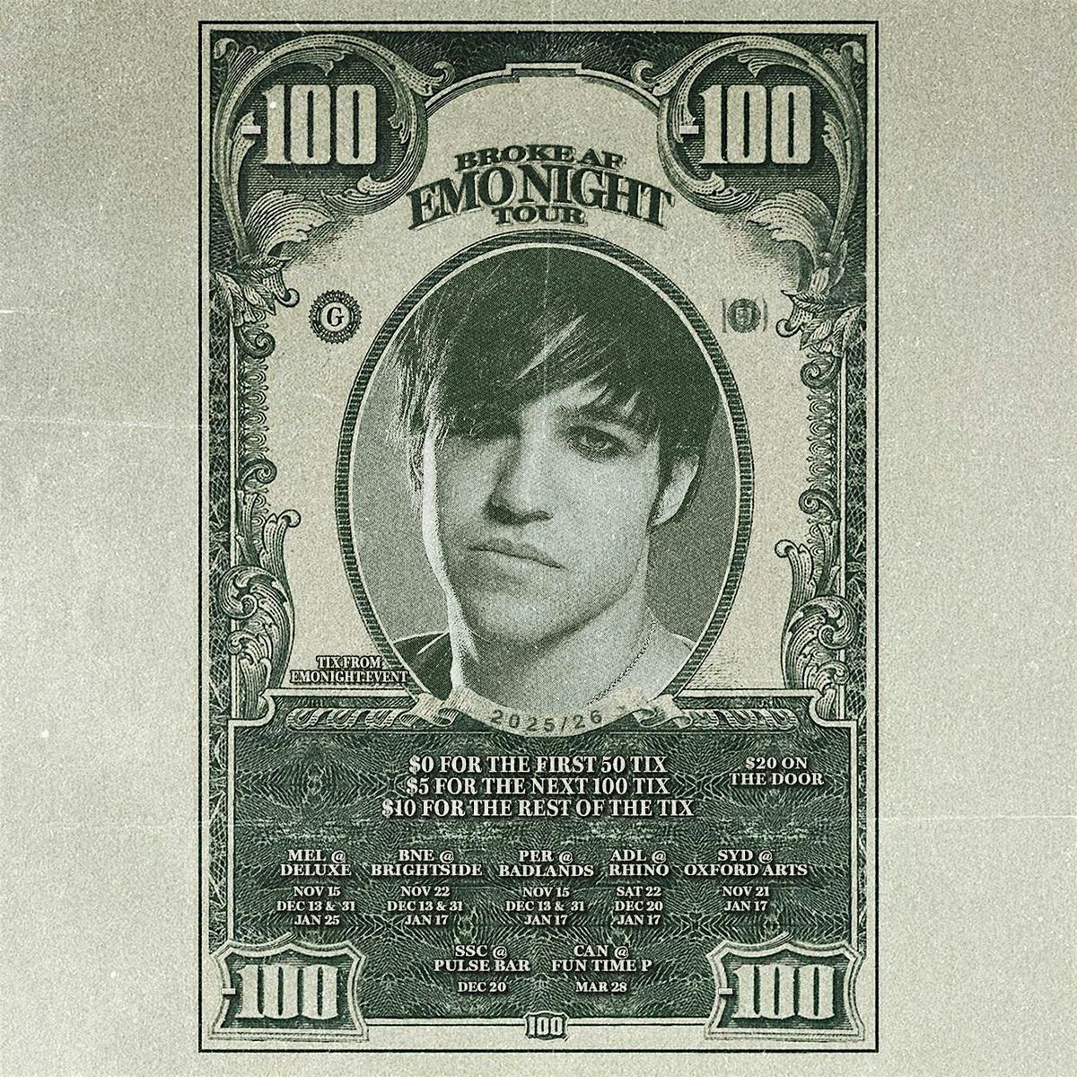 BROKE AF EMO NIGHT BRISBANE $5 TIX