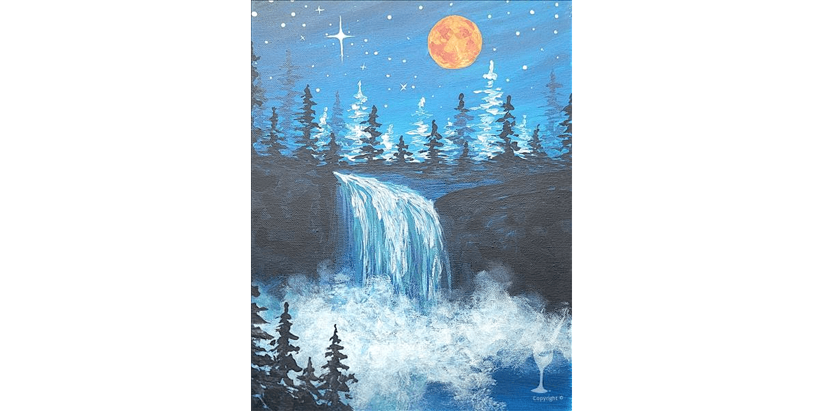 Waterfall at Night - Paint and Sip in Houston | Classpop!\u2122