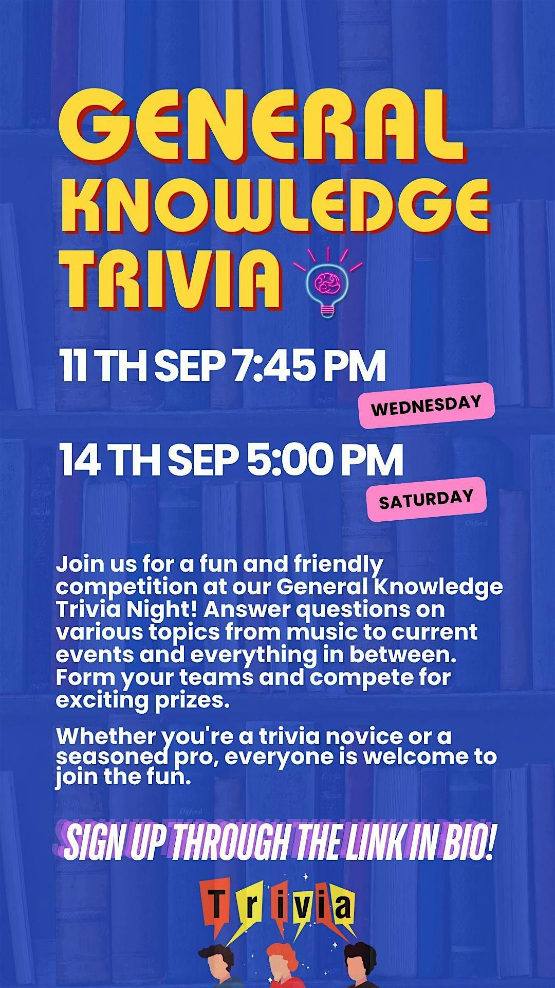GENERAL KNOWLEDGE TRIVIA NIGHT