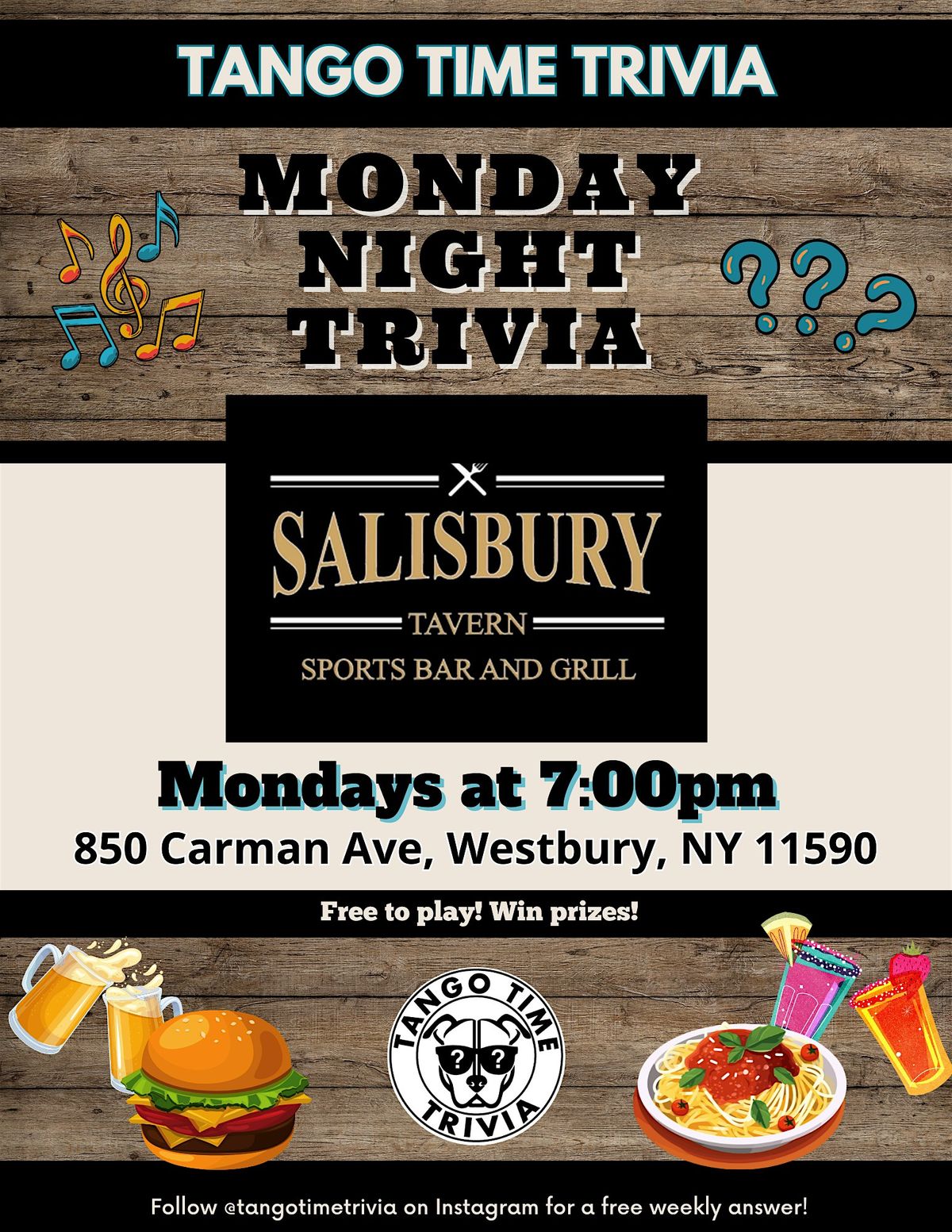 FREE Monday Trivia Show! Sailsbury Tavern in Westbury