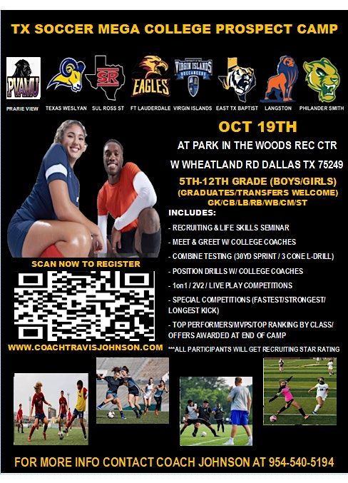 TX SOCCER BOYS \/ GIRLS MEGA COLLEGE PROSPECT CAMP OCT 19TH