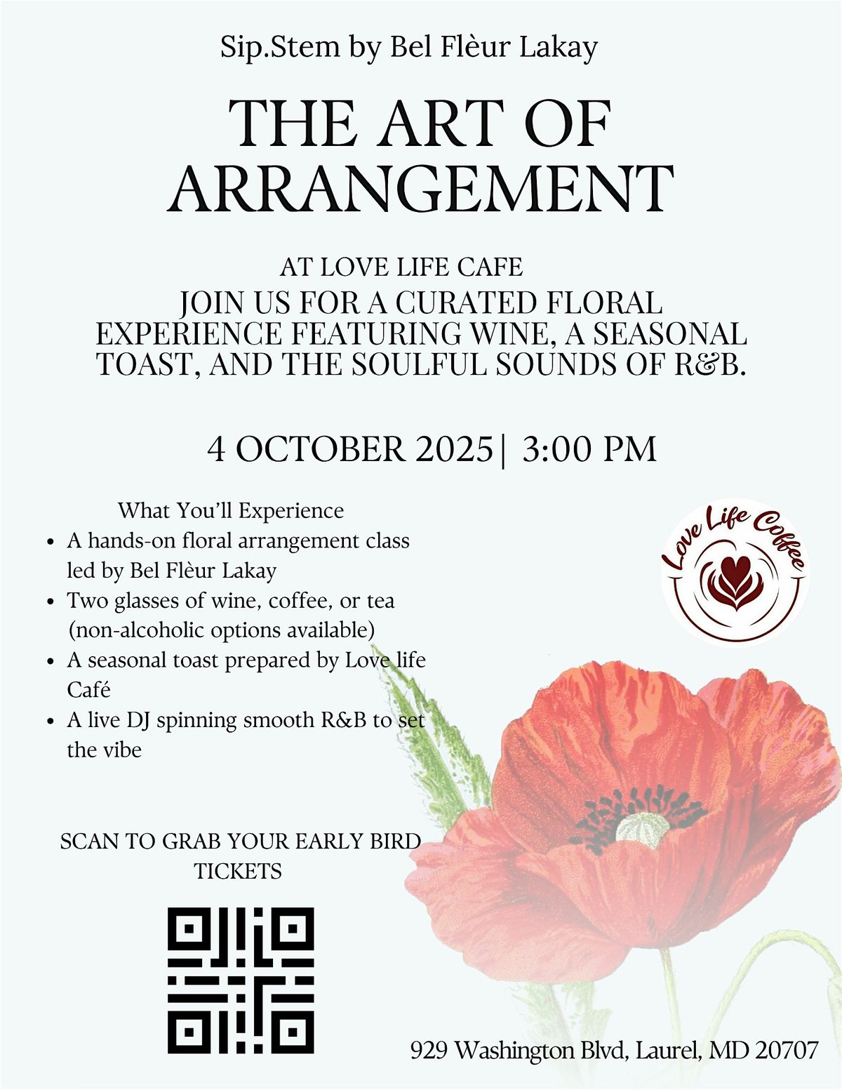 The Art of Arrangement "A Curated Floral Experience at Love Life Caf\u00e9"