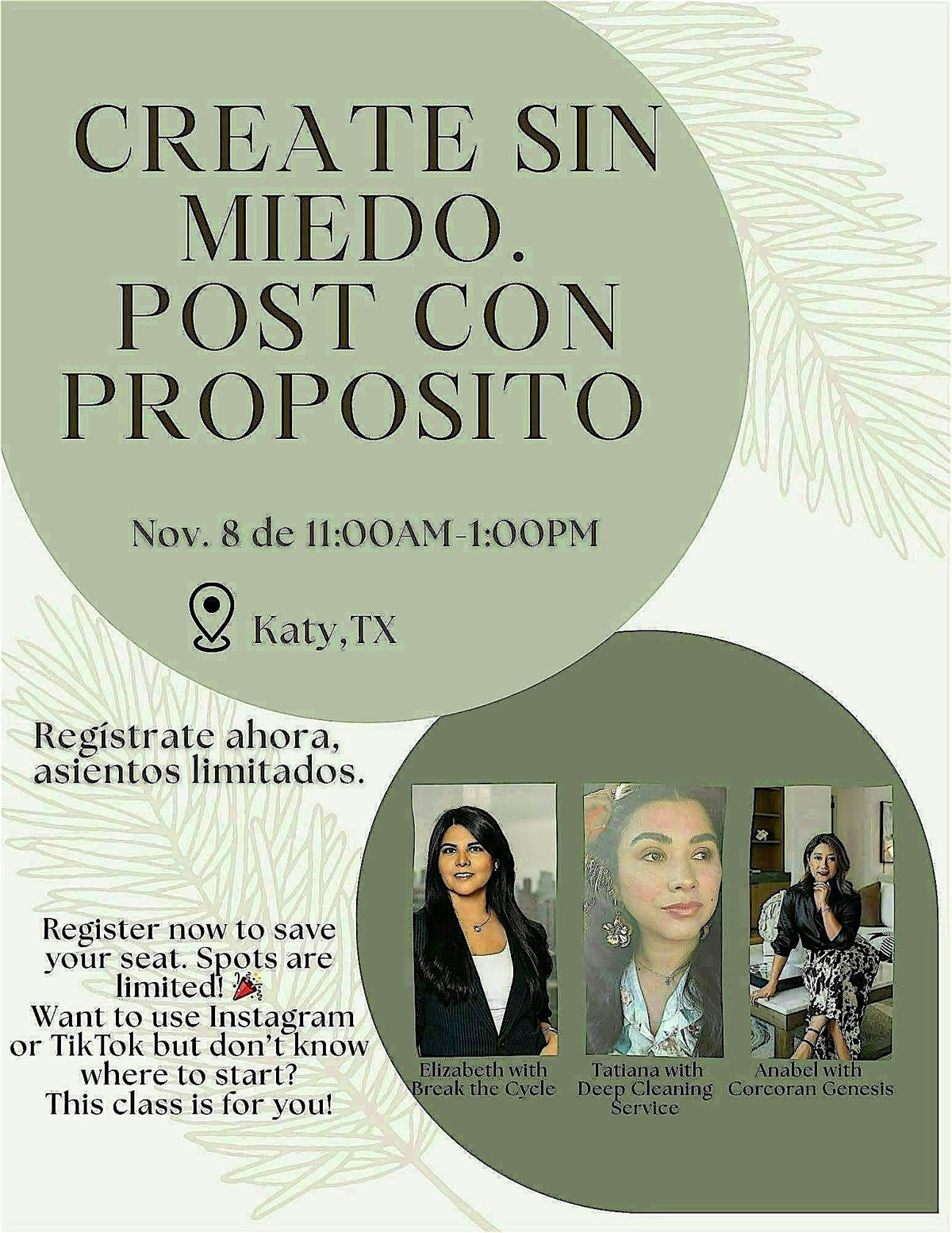 Create Sin Miedo. Post Con Proposito!