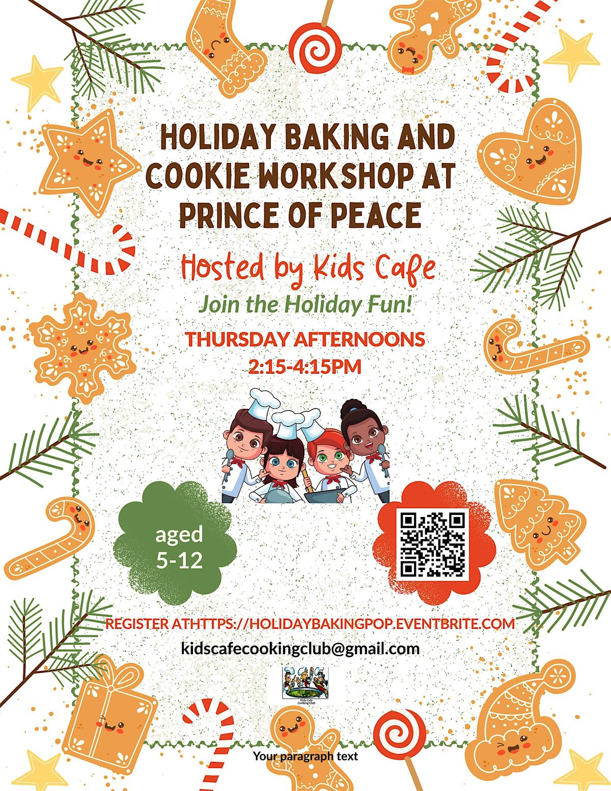 Holiday Baking and Cookie Workshop at Prince of Peace