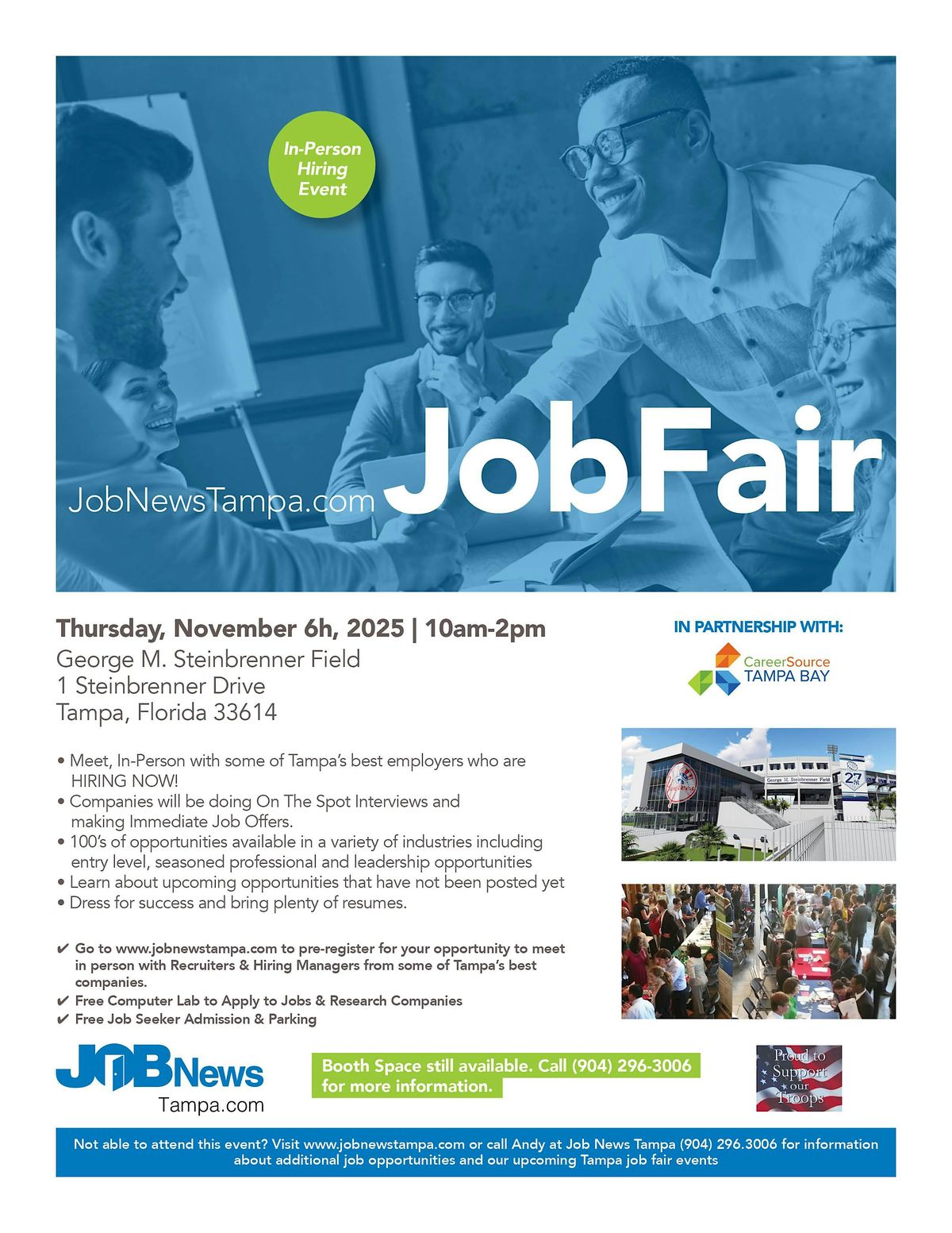 ** TAMPA JOB FAIR - Local Companies Hiring for 100's of JOBS- November 6th