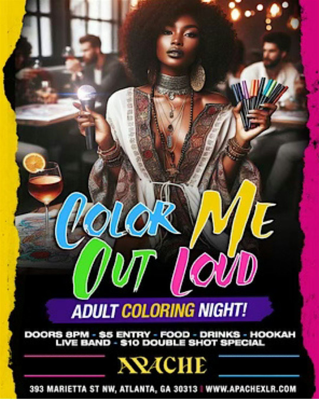 Color Me Out Loud: Adult Coloring Night, Live Music, & Drink Specials