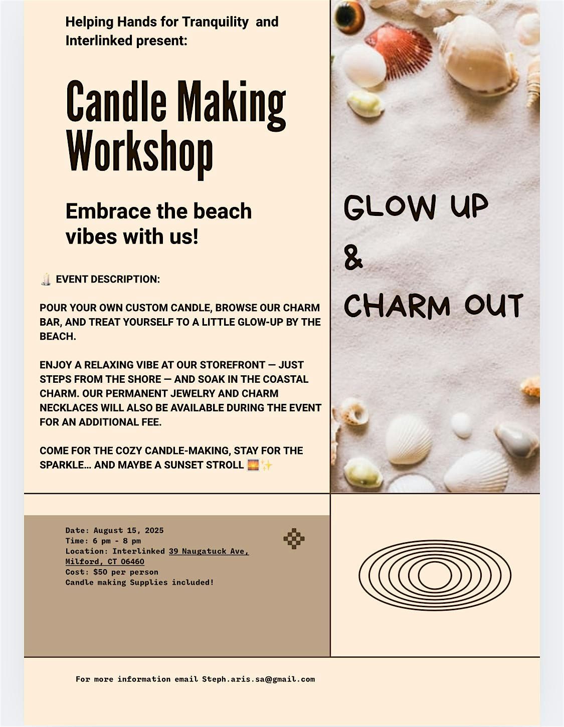 Glow up & Charm out! Beach themed candle making experience