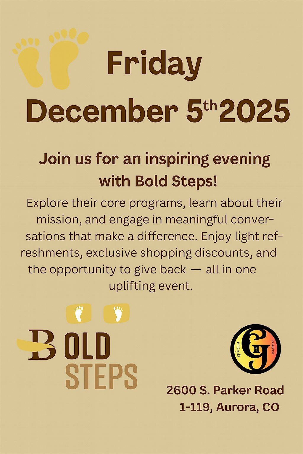 Bold Steps: Learn About Us \u2014 Sip & Shop Kickback with GGirls Closet