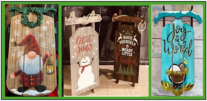 PAINT AND SIP AT AVIATOR BREW HUB           Christmas Sled