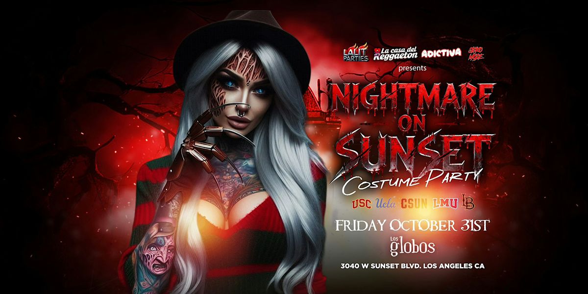 NIGHTMARE ON SUNSET  REGGAETON HALLOWEEN PARTY 18+ \/ FREE B4 10:30 PM