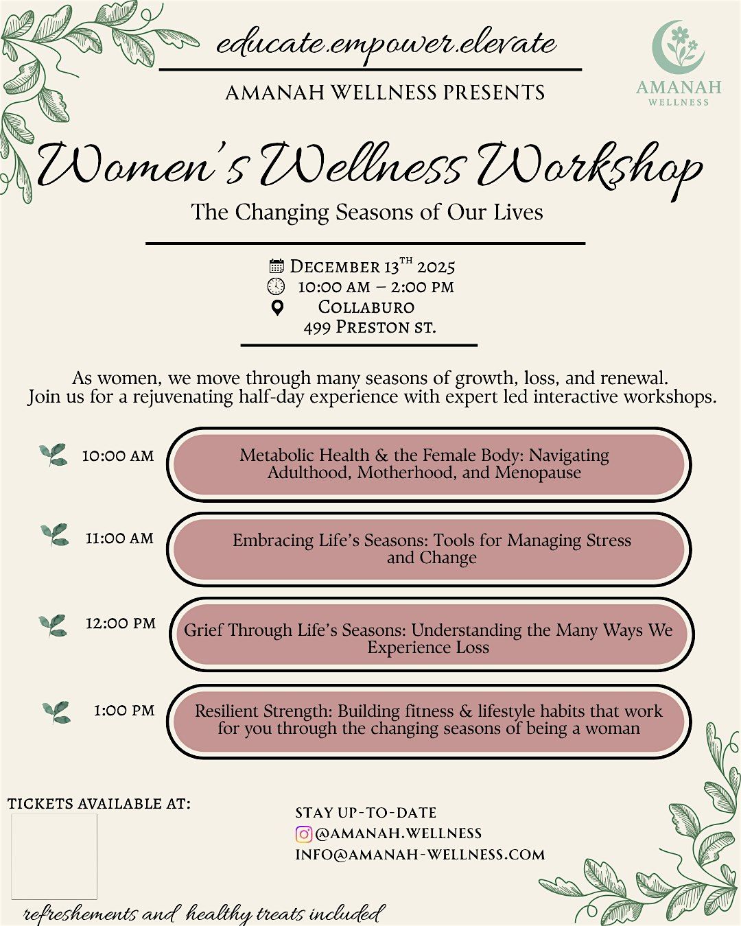 Women's Wellness Workshop:  The Changing Seasons of Our Lives