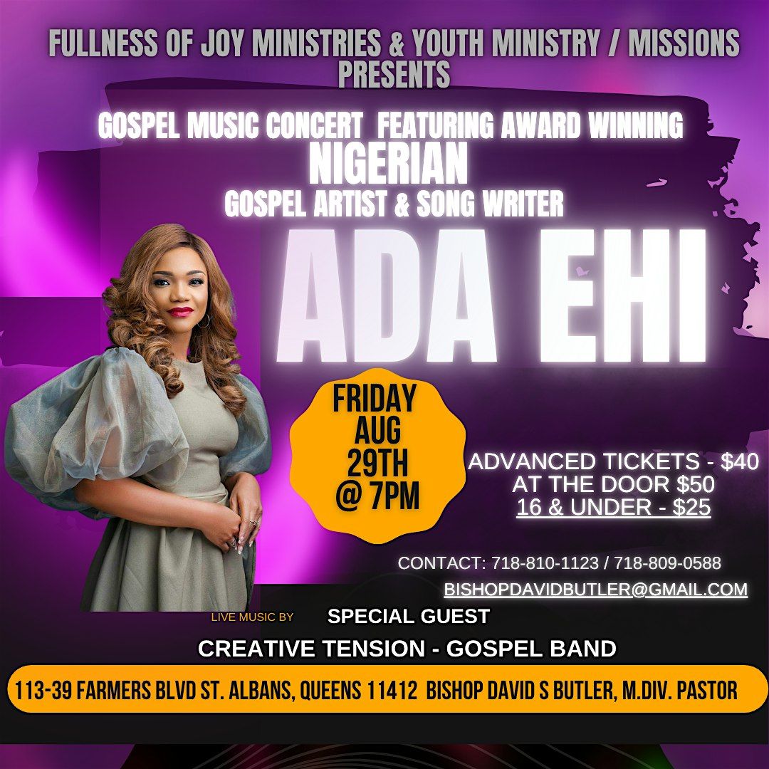 Gospel music concert featuring award winning Nigerian gospel artist & song