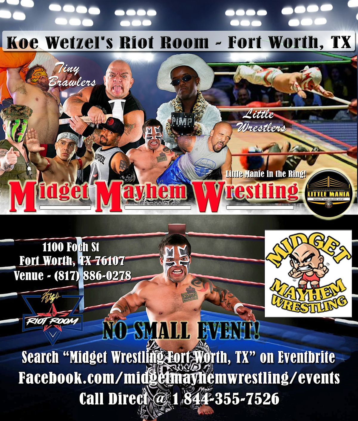 Midget Mayhem Wrestling Rips Through the Ring! Fort Worth TX 21+