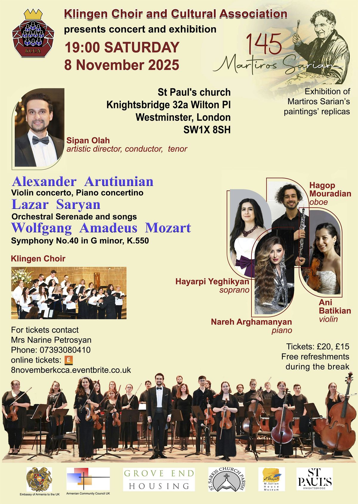 Arutiunian, Saryan, Mozart concert and exhibition