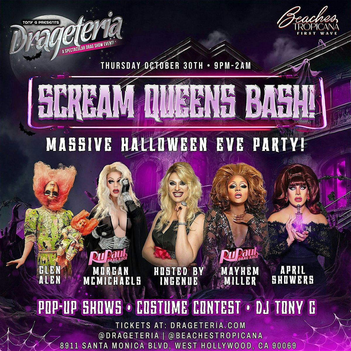 Drageteria Presents: Scream Queens!  at Beaches Tropicana WEHO!