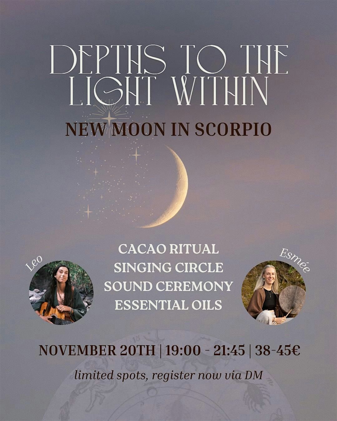 DEPTHS INTO THE LIGHT WITHIN - NEW MOON CEREMONY WITH CACAO, SONGS & SOUND