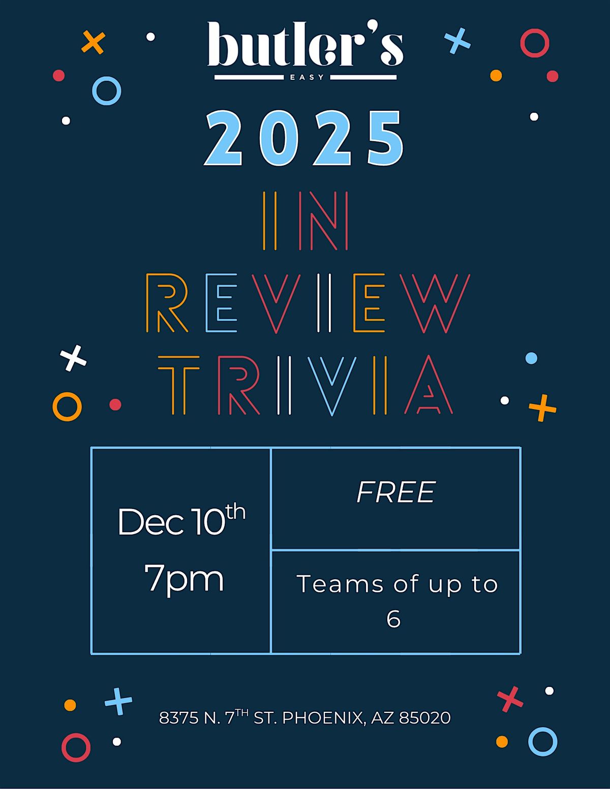 2025 In Review Trivia at Butler's Easy!