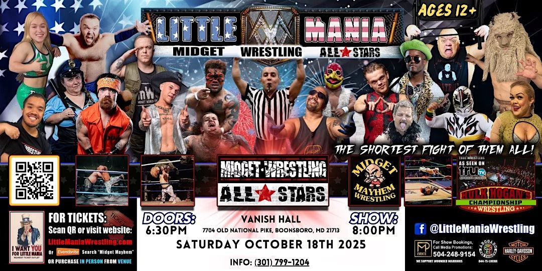 Miget Ringer Midget Mayhem Wrestling Rips Through the Ring! Boonsboro MD 12+ at ...
